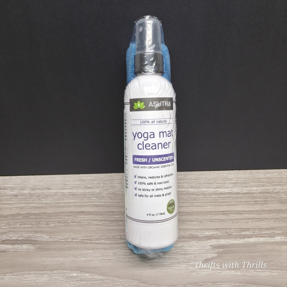 Asutra Yoga Mat Cleaner & Towel - Fresh Unscented - 100% Organic - 4 fl oz - NEW